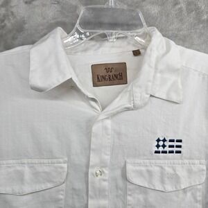 King Ranch Size Large White Long Sleeve Cotton Button Down Shirt Western